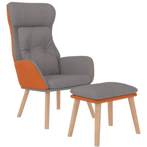 Chaise de relaxation repose-pied Gris clair Similicuir et tissu vidaXL