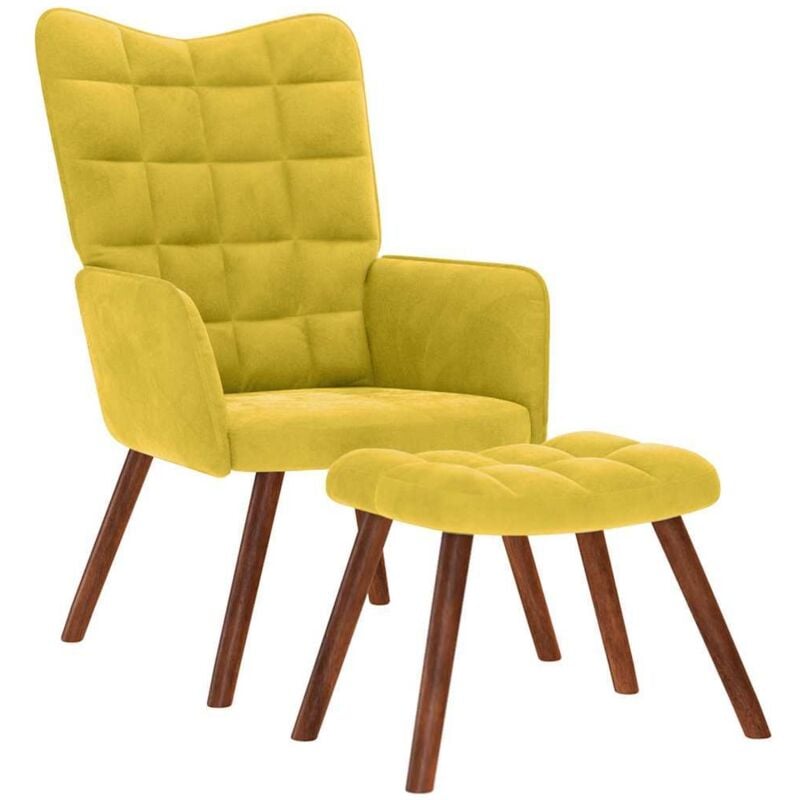 Vidaxl - Chaise de relaxation avec tabouret jaune velours