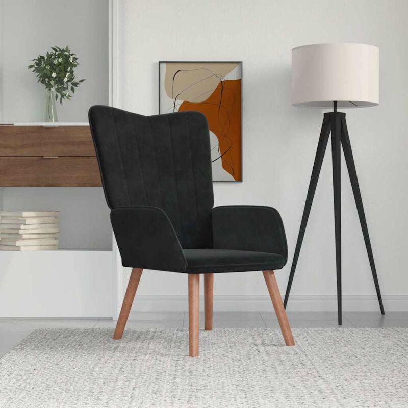 Chaise de relaxation Noir Velours vidaXL