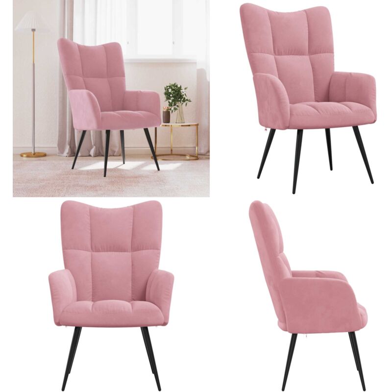 Vidaxl - Chaise de relaxation Rose Velours - Fauteuil Relaxant - Chaise Lounge - Chaise Confortable - Velours Rose - Meuble Moderne - Home & Living