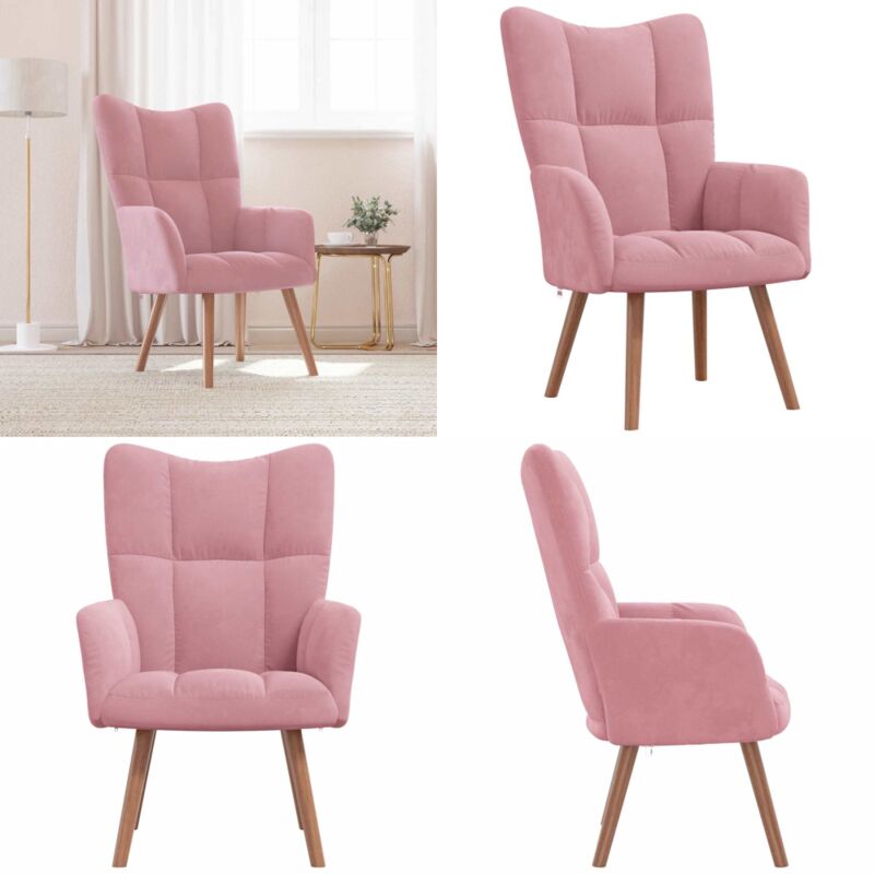 Chaise de relaxation Rose Velours - Fauteuil Relaxant - Chaise Lounge - Fauteuil Confortable - Mobilier Salon - Décoration Intérieure - Home & Living