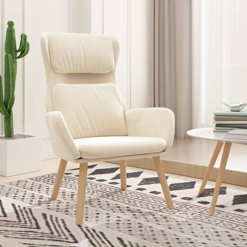 Fauteuil de relaxation en velours avec coussins disponibles en différentes couleurs Couleur : crème