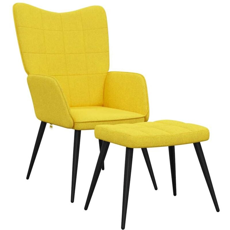 Vidaxl - Chaise de relaxation avec tabouret Jaune moutarde Tissu