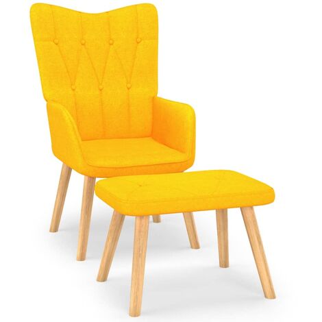Chaise de relaxation tabouret 62x68,5x96cm Jaune moutarde Tissu