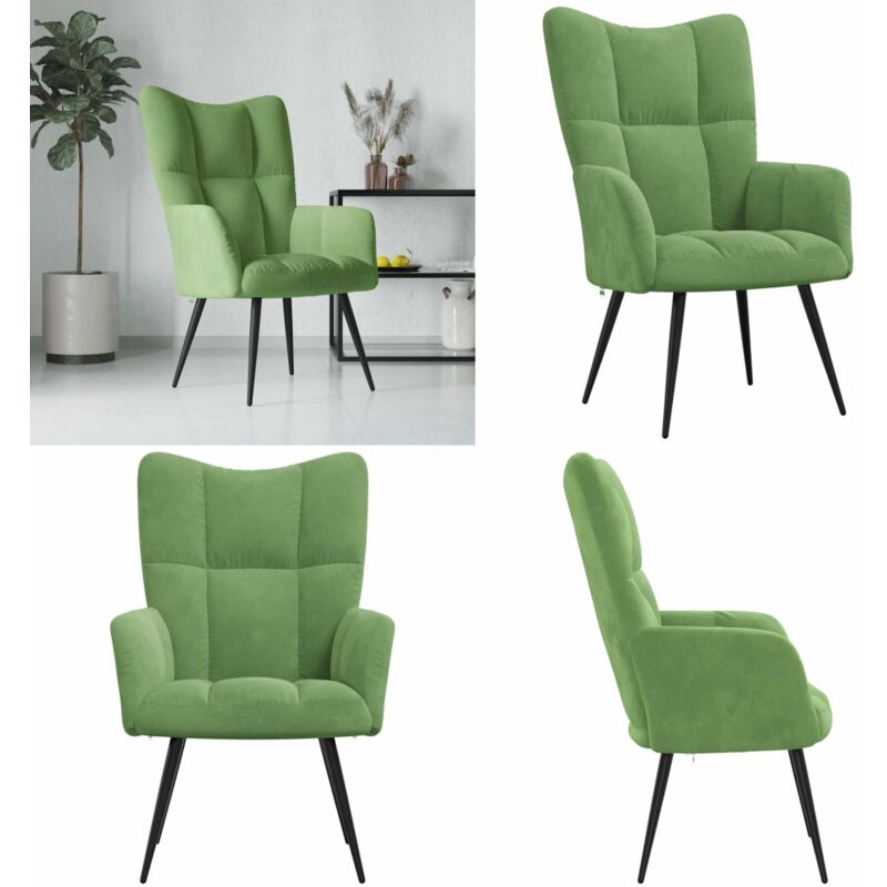 Chaise de relaxation Vert clair Velours - Fauteuil Relaxant - Chaise Lounge - Chaise Confortable - Mobilier Moderne - Design Élégant - Home & Living