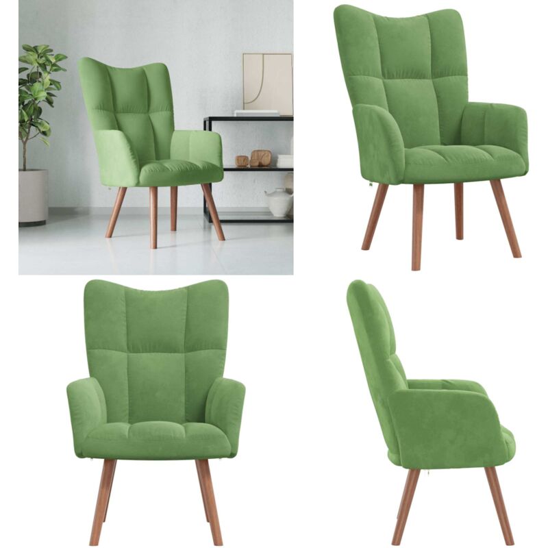 Chaise de relaxation Vert clair Velours - Fauteuil Relaxant - Chaise Lounge - Fauteuil Confortable - Mobilier Salon - Décoration Intérieure - Home &