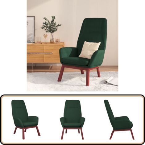 Chaise de relaxation Vert foncé Tissu - Fauteuil Relaxant - Chaise Confort - Chaise Lounge - Chaise Jardin - Mobilier Extérieur