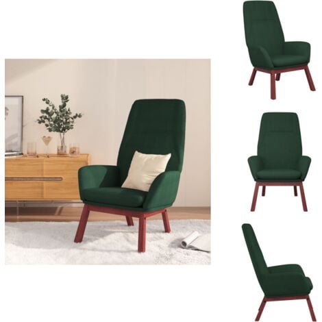 Chaise de relaxation Vert foncé Tissu - Fauteuil Relaxant - Chaise Confort - Chaise Lounge - Chaise Jardin - Mobilier Extérieur
