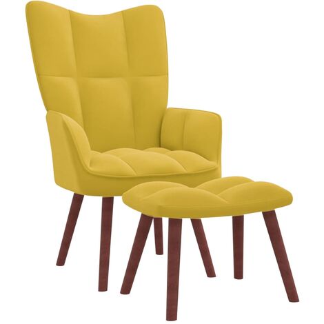 Chaise de relaxation,Chaise de Salon avec repose-pied Jaune moutarde Velours BGT86265
