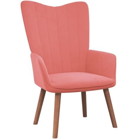 Chaise de relaxation,Chaise de Salon Rose Velours BGT82850