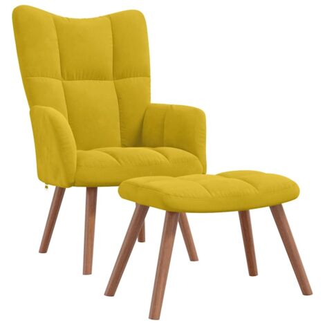 Chaise de relaxation,Fauteuil relax avec repose-pied Jaune moutarde Velours -BV38775