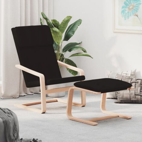 Chaise de relaxation,Fauteuil relax avec repose-pied Noir Tissu -BV65719
