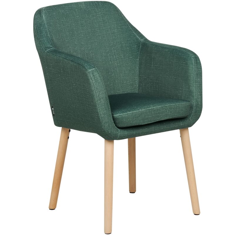 Beliani - Chaise de Repas Classique avec Accoudoirs Pieds en Bois Tissu Velours Rembourré Vert Yorkville ii