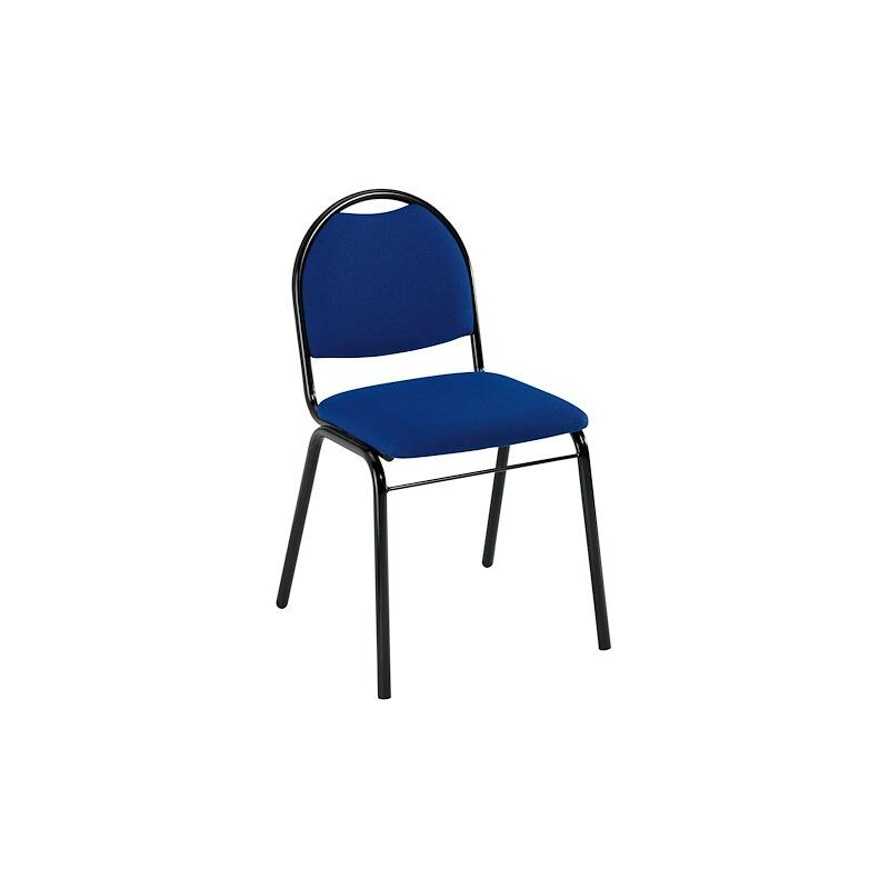 nowy styl - chaise de réunion tissu piètement noir laqué - bleu - bleu