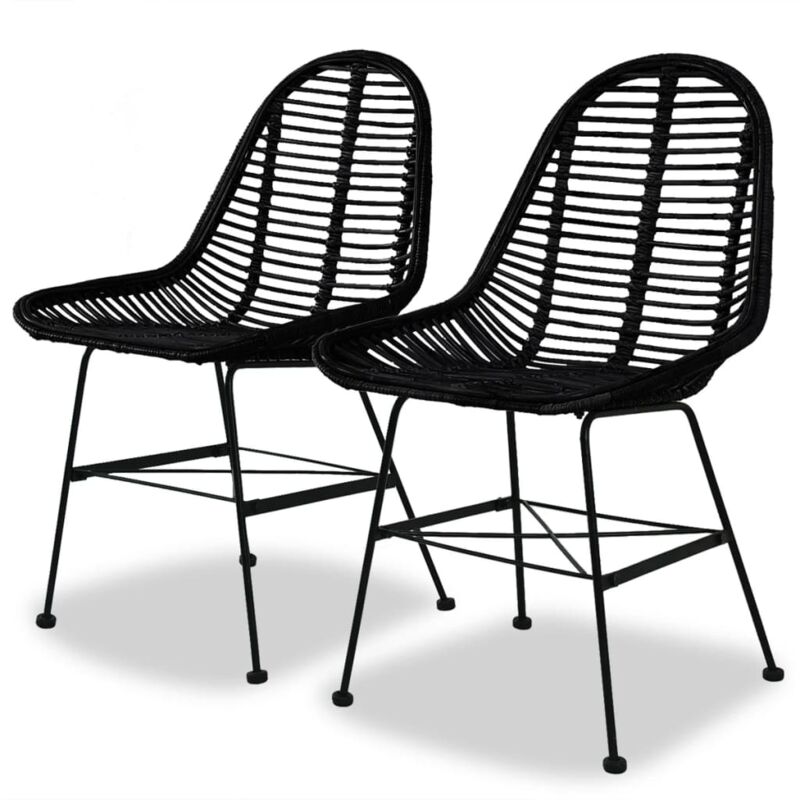 Vidaxl - Chaises à manger lot de 2 noir rotin naturel