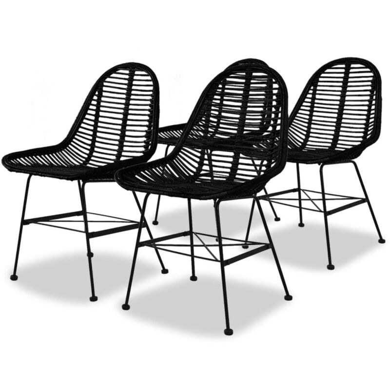 Vidaxl - Chaises à manger lot de 4 noir rotin naturel