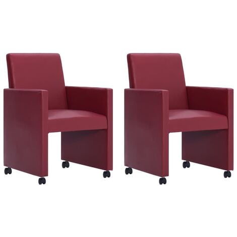 Chaise de salle à manger 2 pcs Rouge bordeaux Similicuir Chaise de salle à manger 2 pcs Rouge bordeaux Similicuir