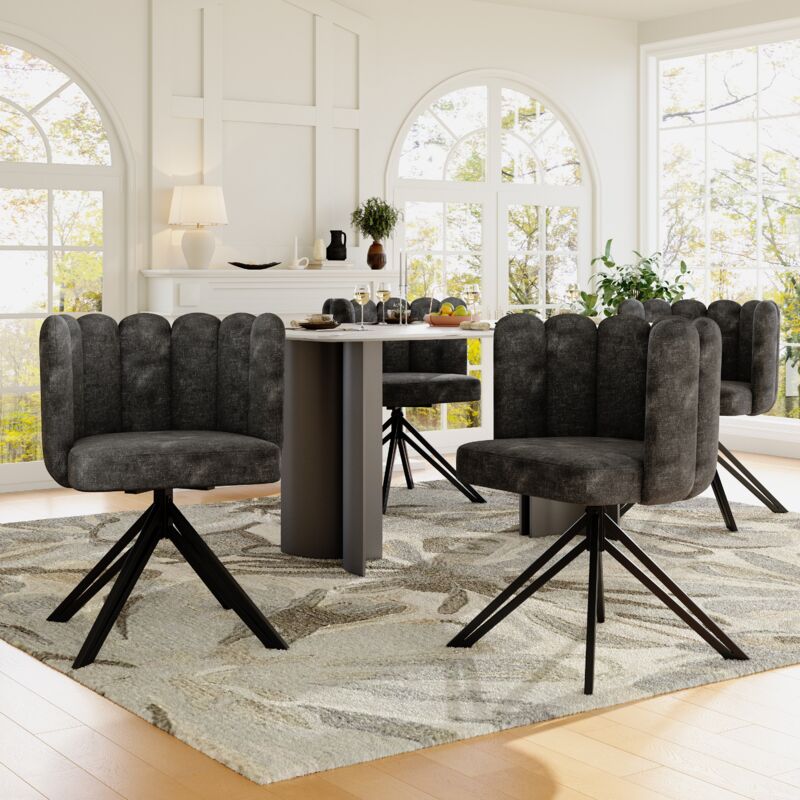Okwish - Chaise pivotante (4 pièces), rotative à 360°, chaises de salle à manger, chaises de salon, chaises de maquillage, chaises de style moderne,