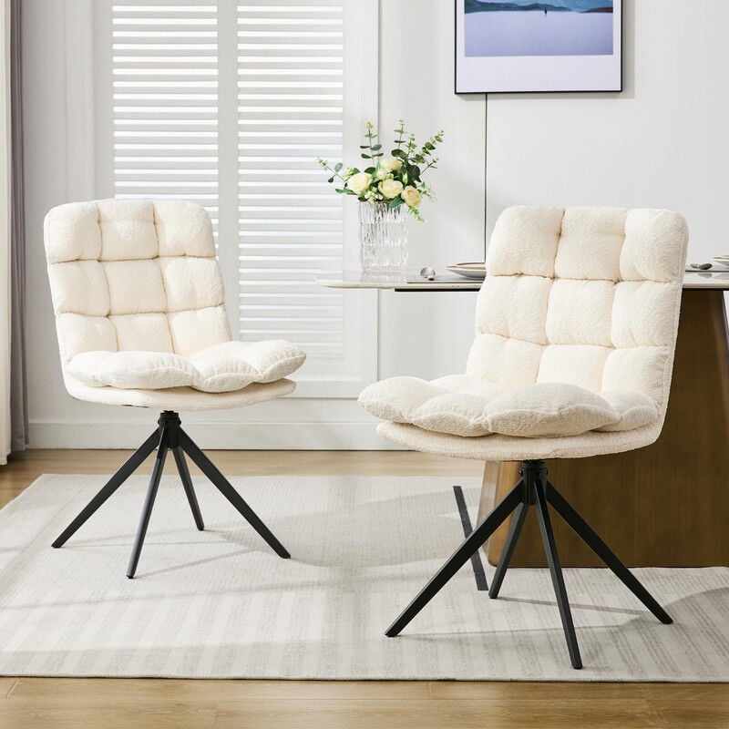 Chaise de Salle à Manger 2 pièces, Chaise de Salle à Manger pivotante avec Coussin Amovible, Chaise de Cuisine rembourrée pour Salle à Manger, Salon,