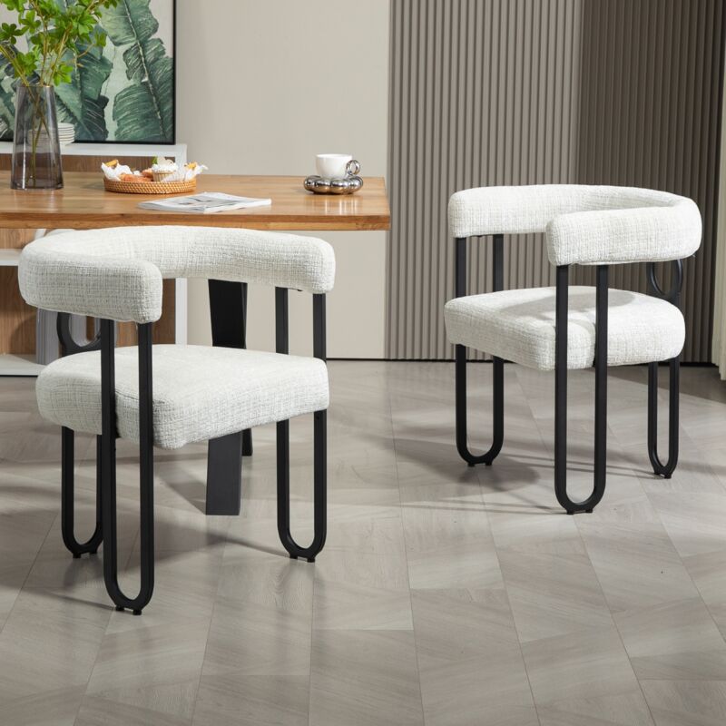Eifson - Chaise de salle à manger 2 pièces, design unique à dossier rond, support ergonomique, velours, structure en métal, convient pour salle à