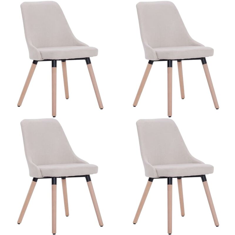 Chaise de salle à manger 4 pcs Crème Tissu Chaise de salle à manger 4 pcs Crème Tissu
