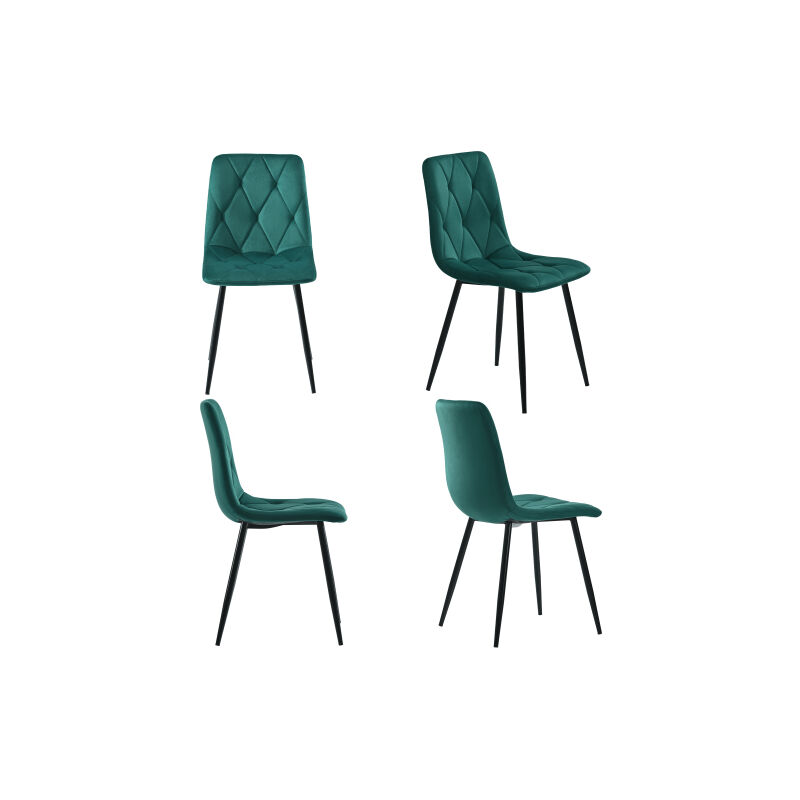 Ineasicer - Chaise de salle à manger (4 pcs), vert foncé, set de 4 chaises rembourrées, chaise de salle à manger en velours, chaise de cuisine avec