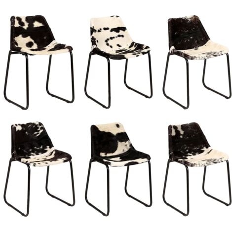 Chaise de salle à manger 6 pcs Cuir véritable de chèvre