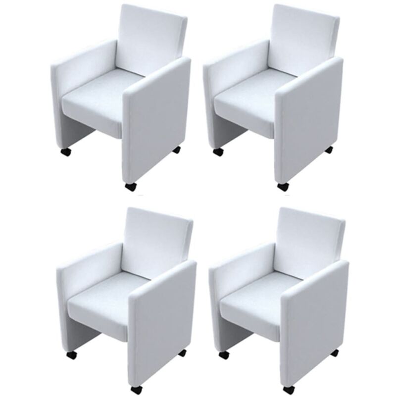 Chaises à manger lot de 4 blanc similicuir