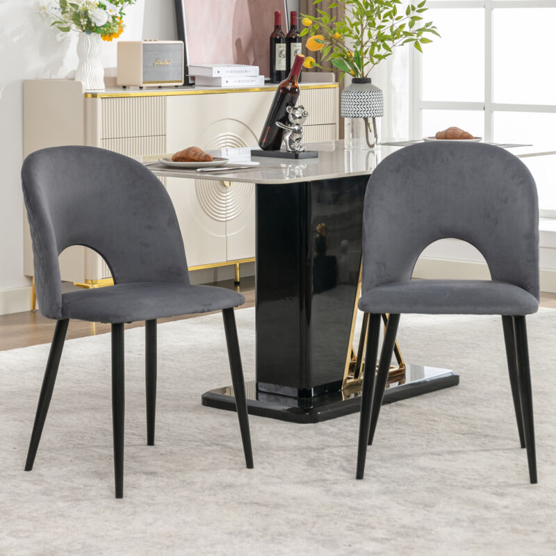 Okwish - Chaise de salle à manger (2 pièces), chaise design rembourrée avec dossier, structure en métal, pieds réglables