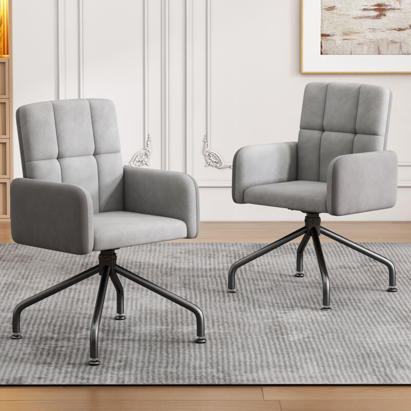 Redom - Chaise de salle à manger, fauteuil, chaise de bar, salon, chaise pivotante, gris, lot de 2