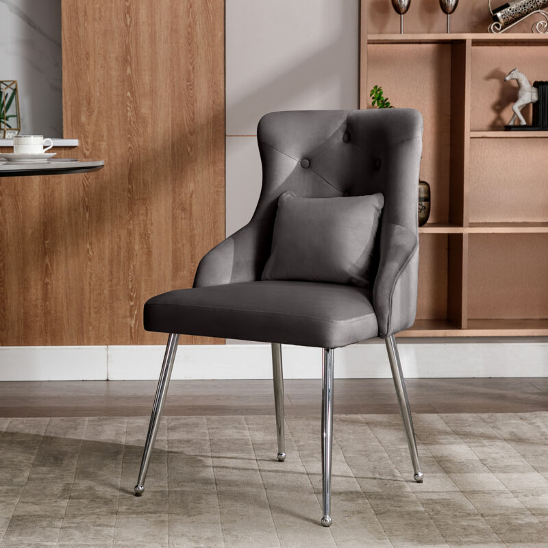 Ohjijinn - Chaise de salle à manger à motif de boutons, fauteuil rembourré, chaises avec pieds en métal, chaise longue moderne, chaise de salon de