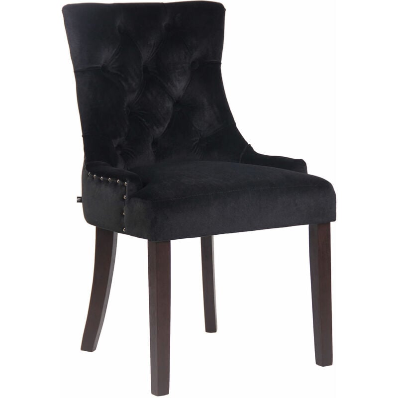 CLP - Fauteuil à déjeuner de style Chesterfield dans le dossier haut en velours couleurs élégantes différentes couleurs Couleur : Noir