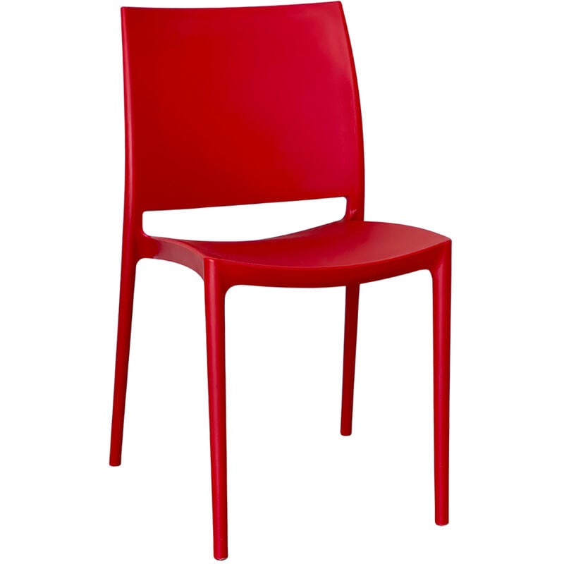 Okaffarefatto - Chaise de salle à manger Altea en plastique couleur rouge modèle confort