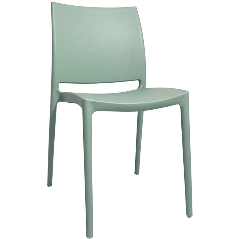 Okaffarefatto - Chaise de salle à manger Altea en plastique couleur Vert Sage modèle confort