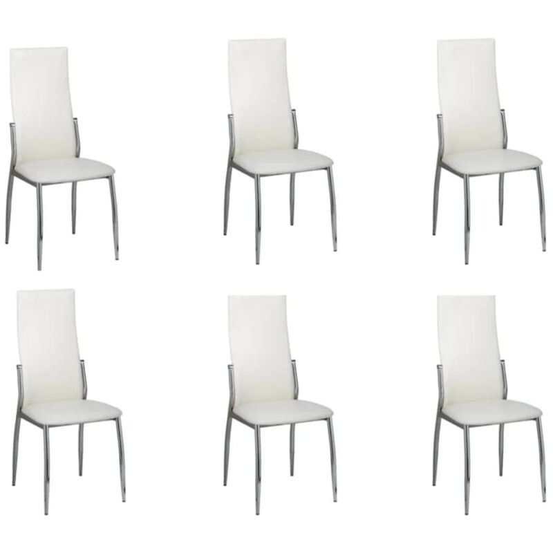 Chaises à manger lot de 6 blanc similicuir Vidaxl