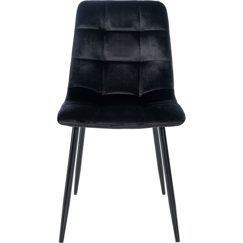 CLP - Chaise de salle à manger Antibes en Velours avec Pieds en métal noir Noir