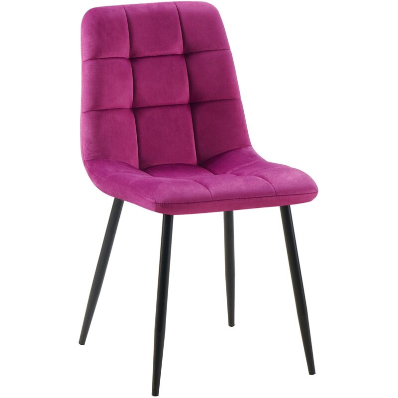 Décoshop26 - Chaise de salle à manger x1 coutures forme carrées en velours violet pieds en métal noir 100001968