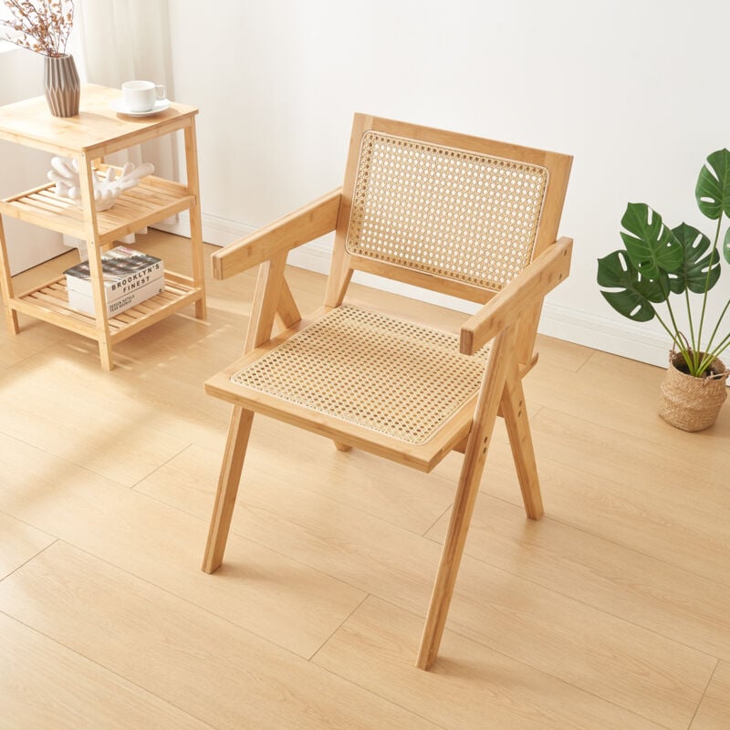 Chaise de salle à manger Asikkala bambou rotin 79 x 50 x 50 cm naturel [en.casa]