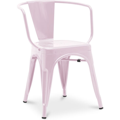Chaise de salle à manger avec accoudoirs - Design industriel - Acier - Nouvelle édition - Stylix Rose pâle
