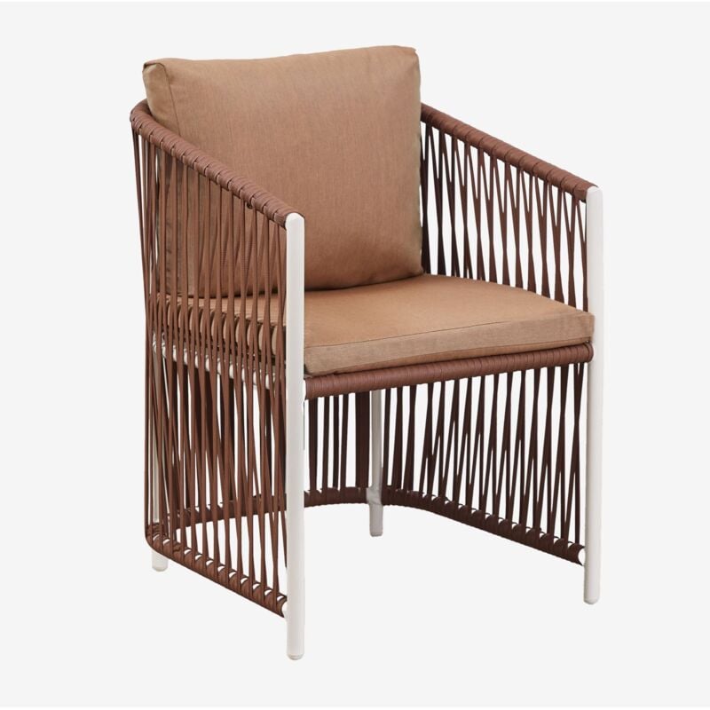 Chaise de salle à manger avec accoudoirs en aluminium et corde tressée Sophie SKLUM Nu brun