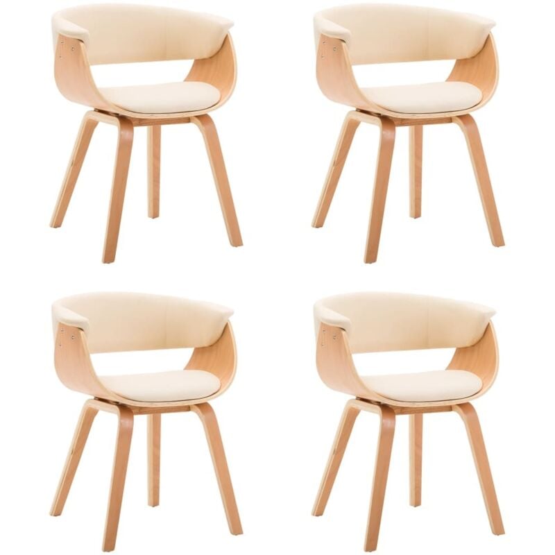 Chaises à manger lot de 4 crème bois courbé et similicuir Vidaxl