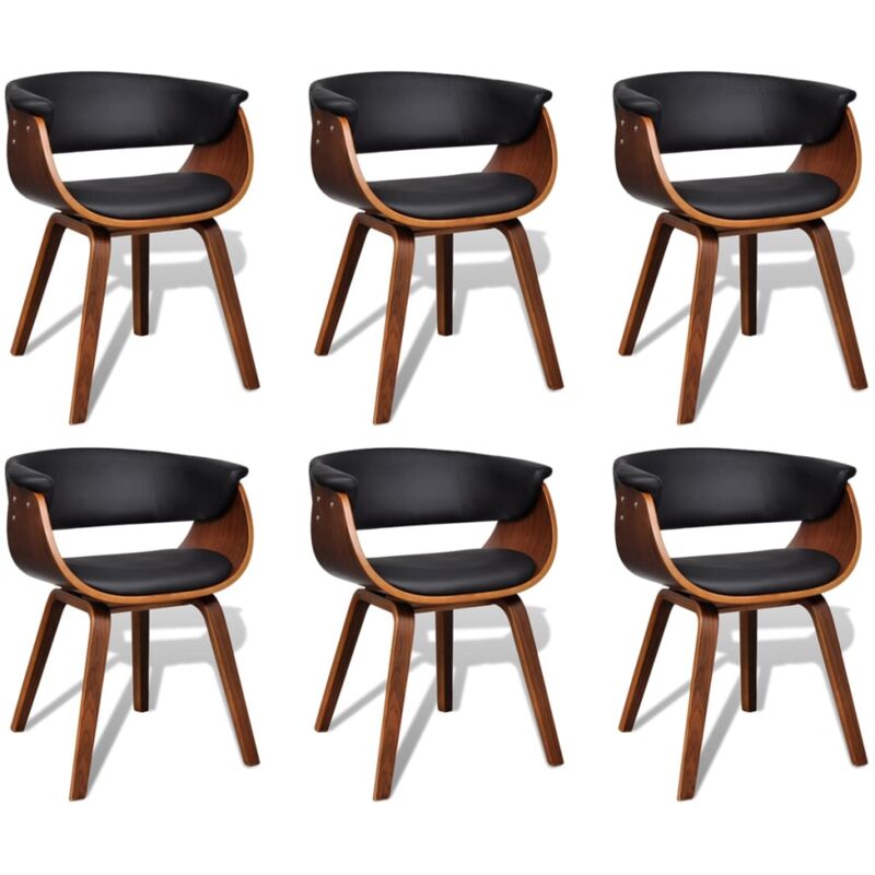 Vidaxl - Chaises à manger lot de 6 bois courbé et similicuir