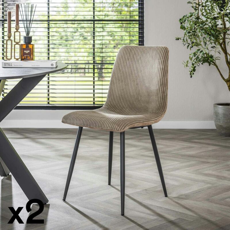 Pier Import - Chaise de salle à manger beige sable en tissu côtelé (lot de 2) taj