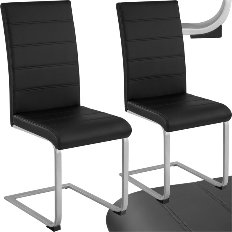 Tectake - Ensemble de 2 chaises de salle à manger revêtement aspect cuir noir