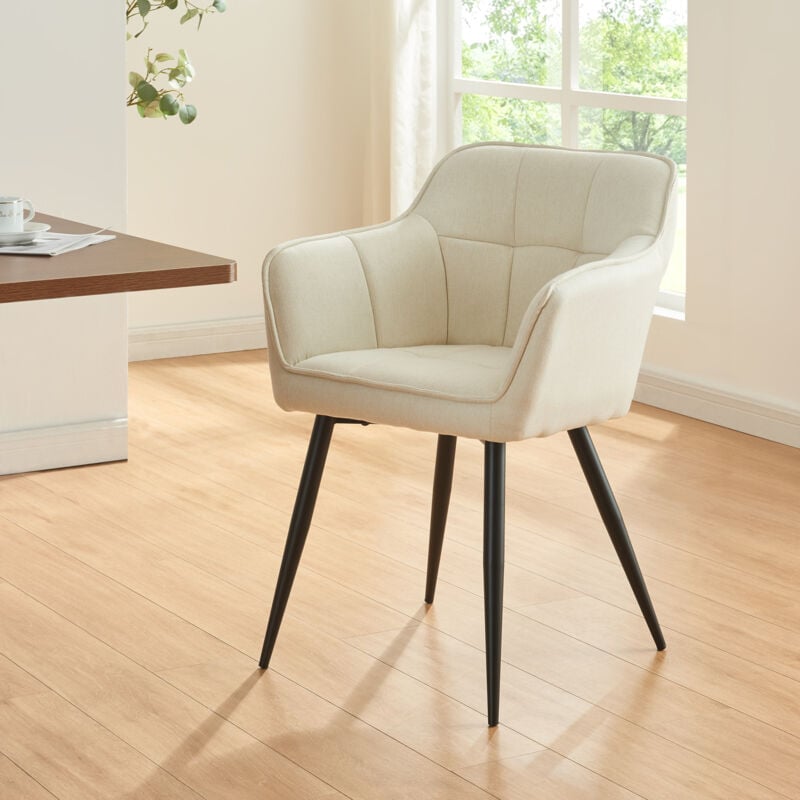 Chaise de salle à manger Birmingham 81 x 57 x 53 cm beige [en.casa]