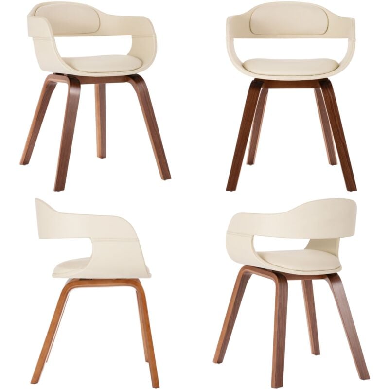 Chaise de salle à manger Blanc Bois courbé et similicuir - Chaises De Salle à Manger - Chaise Moderne - Chaise Blanche - Chaise Avec Accoudoir