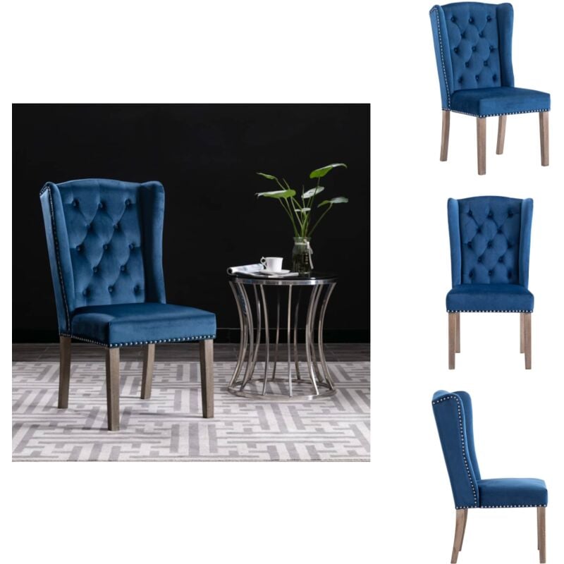 Vidaxl - Chaise de salle à manger Bleu Velours - Chaise Salle à Manger - Chaise Velours - Chaise Design - Mobilier Salle à Manger - Décoration