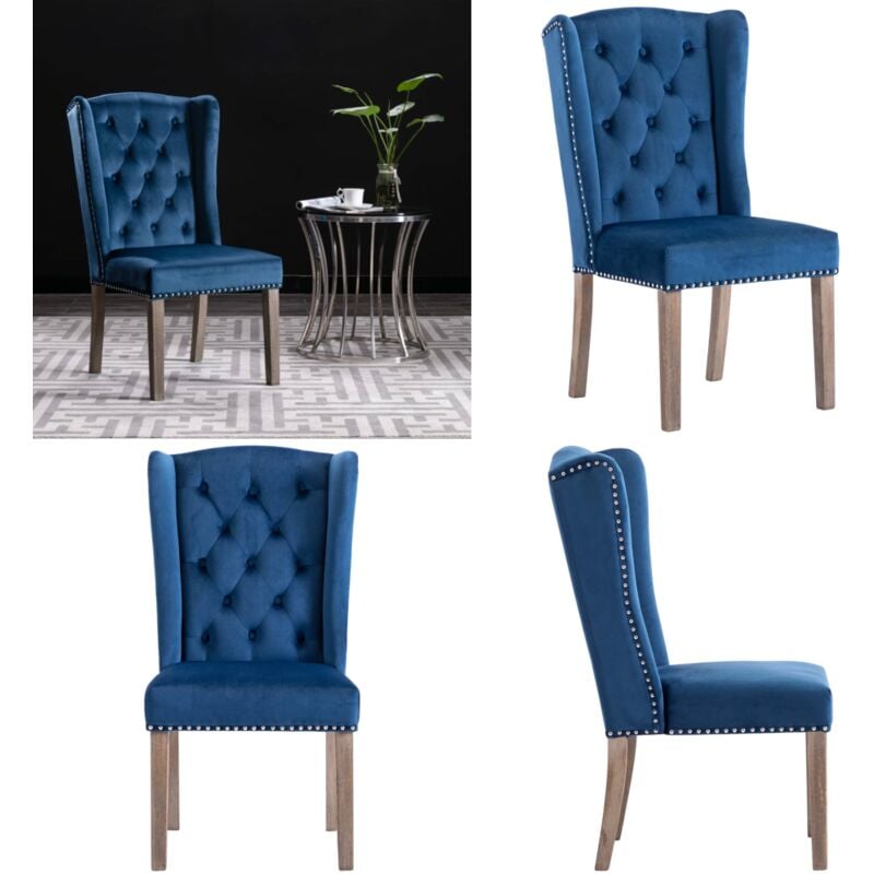 Vidaxl - Chaise de salle à manger Bleu Velours - Chaise Salle à Manger - Chaise Velours - Chaise Design - Mobilier Salle à Manger - Décoration