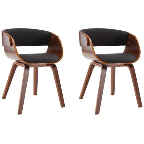 Chaise de salle à manger bois foncé et tissu gris Onetop - Lot de 2