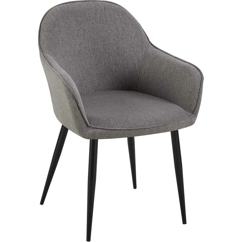 CLP - Chaise de salle à manger Boise en Tissu avec Piètement en Métal noir Gris foncé